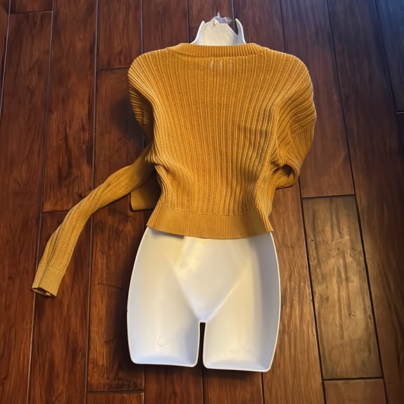 Sky and sparrow mustard yellow v neck crop sweater - Picture 2 of 2